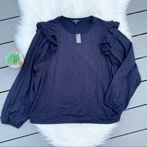 Express Navy Shimmer Top